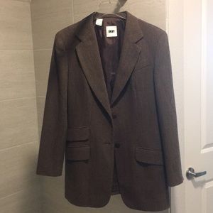 DKNY Brown 100% Wool Blazer Donna Karan New York